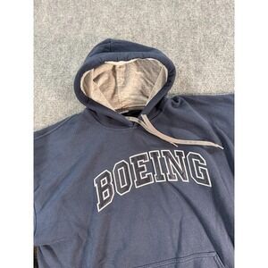 Boeing Hoodie Sweatshirt Mens XL Navy Blue Pullover Kangaroo Pocket Graphic